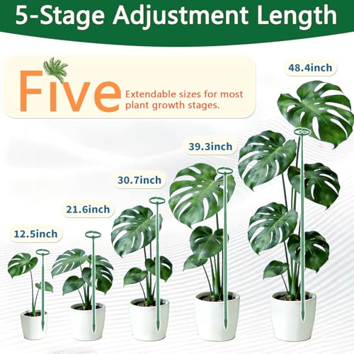 Telescoping Monstera Plant Stakes, 12.5-48.4IN Indoor Plant Support- 5Pack - size: 5pcs