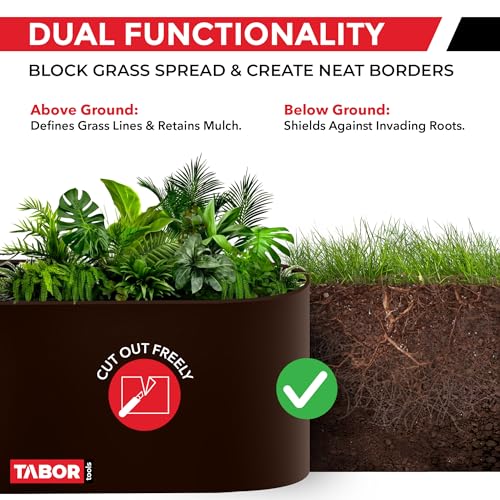 TABOR TOOLS 60 Ft Terrace Board, 5 Inch High, 0.04" Inch Thin, Landscape Edging Coil, Grass Barrier, Bender Board, Garden Liner, ES25. (Brown) - color: Brown, 60 ft