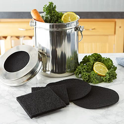 RSVP International Charcoal Compost Bin Filter 2-Piece Set Helps Keep Kitchen Smelling Fresh, Replacement - size: Filter Replacement, 2-Piece, 1-Gallon