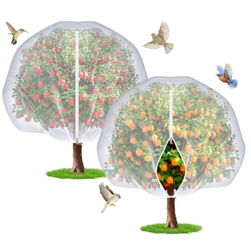 Fruit Tree Netting with Zipper and Drawstring, 6Ft x 6Ft, 2Pcs - size: 6Ft x 6Ft(2Pcs)