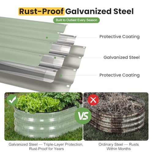Galvanized Raised Garden Bed Outdoor, 4x2x1FT Planter Box, PeaGreen - color: Pea Green, size: 4x2x1ft (1 PC)