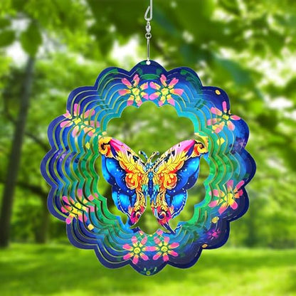 Metal Wind Spinners 3D Hanging Butterfly Wind Spinner 10Inch