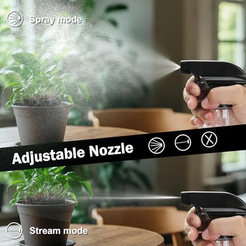 12oz/350ml Plastic Spray Bottles 1 Pack, Adjustable Mist/Stream - color: 12oz-BlackClear