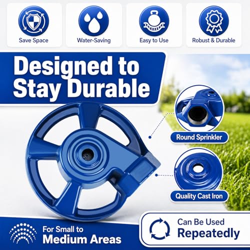 Domensi 1 Pcs Cast Iron Lawn Sprinkler for Yard Heavy Duty Garden Sprinkler