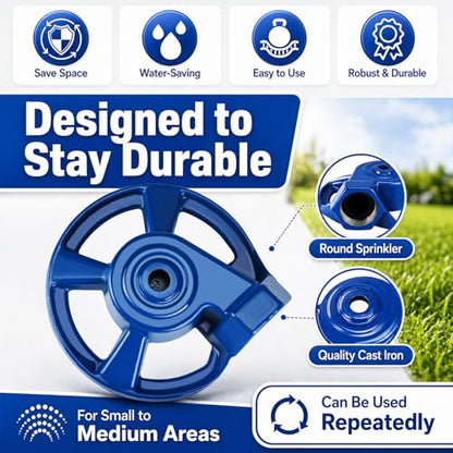 Domensi 1 Pcs Cast Iron Lawn Sprinkler for Yard Heavy Duty Garden Sprinkler