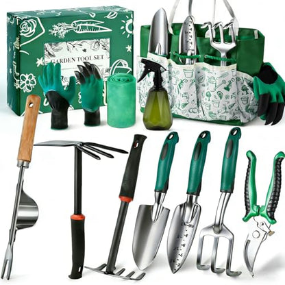 Gardening Tool Set Gifts for Women, Heavy Duty Garden Tools with Handbag