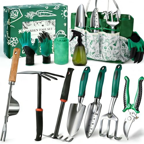 Gardening Tool Set Gifts for Women, Heavy Duty Garden Tools with Handbag