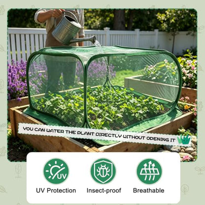 Pop Up Plant Netting Cover 40×40×20” Shade Mesh Cage Shade Top + Mesh Side - size: 100*100*50 1PCS
