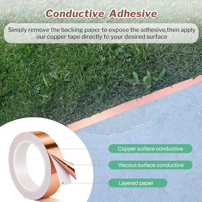 2 Pcs Copper Tape for Slugs and Snails, 1 Inch X 66 ft - size: 1 Inch x 66 ft