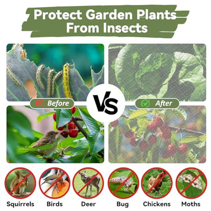 Garden Mesh Netting Kit Protect Fruit Vegetable from Birds Bugs - size: 8 * 26 FT (Kit)