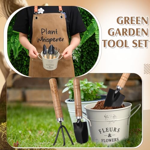 Tarpop 7 Pcs Garden Tool Set Plant Whisperer Apron Cap Gloves Tools, Brown - color: Brown