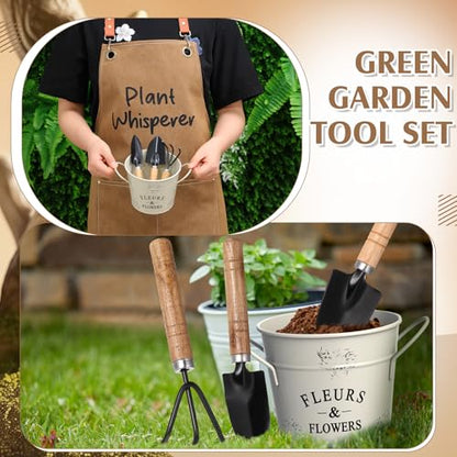 Tarpop 7 Pcs Garden Tool Set Plant Whisperer Apron Cap Gloves Tools, Brown - color: Brown