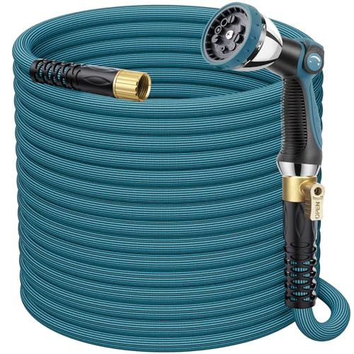 FlexiSolve 100ft Non-Expanding Garden Hose with 360° Swivel & Valve, Blue - size: 100ft