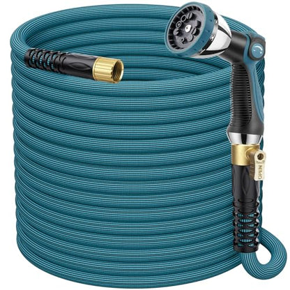 FlexiSolve 100ft Non-Expanding Garden Hose with 360° Swivel & Valve, Blue - size: 100ft