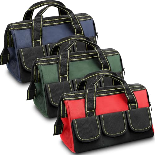 Sanwuta 3 Pack 18 Inch Tool Bags, Classic, Red, Army Green, Blue - color: Red, Army Green, Blue, size: 18 Inch, style: Classic