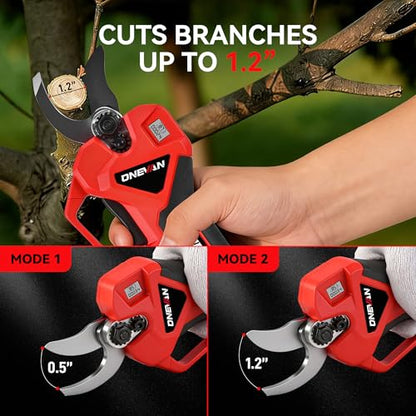 ONEVAN 4-in-1 Battery Pole Saw & Electric Pruning Shears 2x 3.0Ah Battery