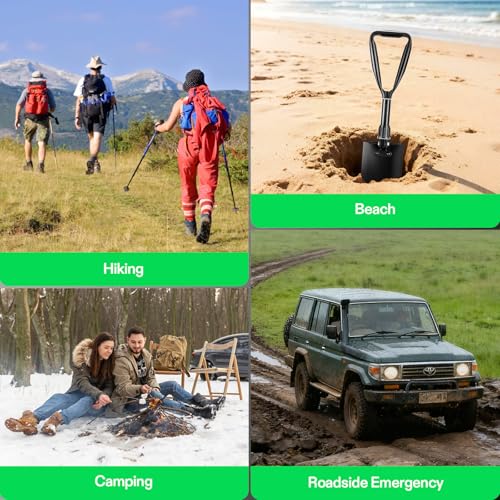VIVOSUN Folding Camping Shovel, 18'' Survival Shovel with High Carbon Steel - size: 18" Black