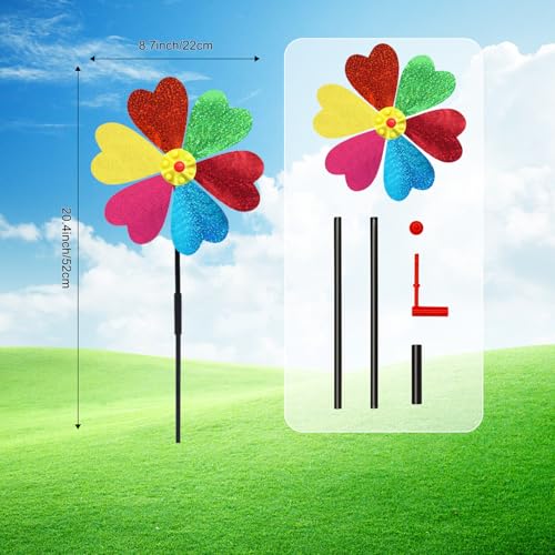 Garden Wind Spinners for Outdoor, Decorative Pinwheel Bee Butterfly Ladybug Windmill Whims (Sparkly-2) - size: Sparkly-2
