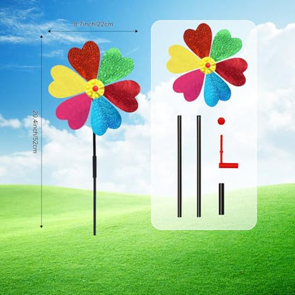 Garden Wind Spinners for Outdoor, Decorative Pinwheel Bee Butterfly Ladybug Windmill Whims (Sparkly-2) - size: Sparkly-2