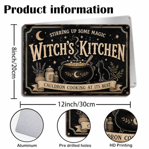 Halloween Metal Art Sign Witch's Kitchen Cauldron Cooking Decor - color: 10A