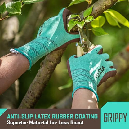 COOLJOB 2 Pairs Modal Gardening Gloves for Women, Rubber Coated, Large - size: Large (Pack of 2)
