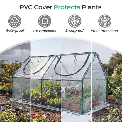 BPS 4x2x2 FT Mini Greenhouse with Roll-Up Zipper Windows, Transparent PVC - color: Transparent, size: 4x2x2 FT