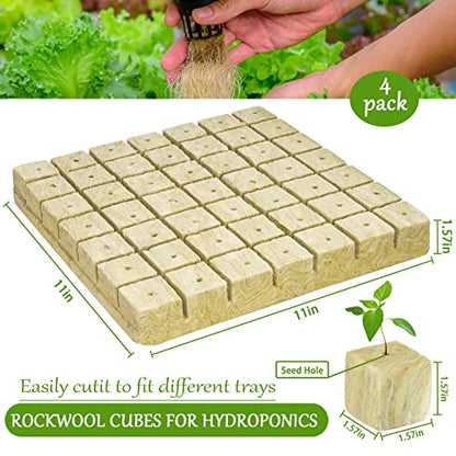 Legigo 1.5" Rockwool Cubes Seed Starter Plugs for Hydroponics, 196 Plugs - color: 4 Sheet, size: 1.5" Plugs