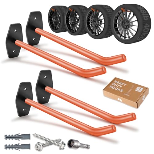 4 Pack 10-Inch Tire Wall Mount, Heavy Duty Garage Hooks, Orange - color: 4 Pack – Orange