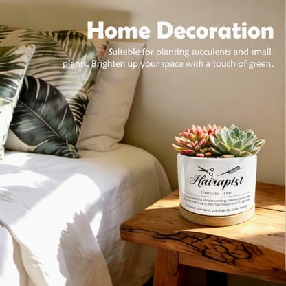 Funny Hairapist Planter Pots, Gifts for Hairstylist Ceramic Succulent Plant Flower Planters(No Plants) - color: Style 01