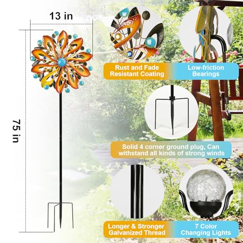 MLKNK Wind Spinners for Yard and Garden - Wind Sculptures & Spinners - size: Gradient brown