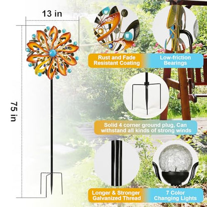 MLKNK Wind Spinners for Yard and Garden - Wind Sculptures & Spinners - size: Gradient brown