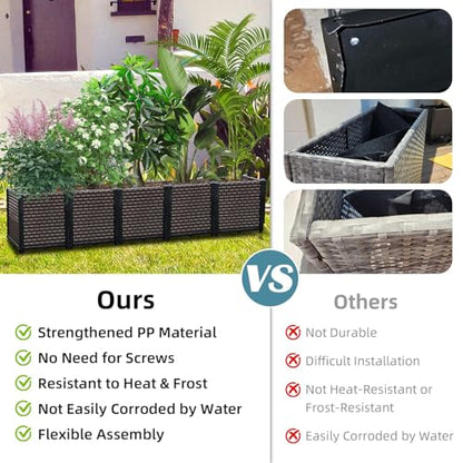 Large Planters for Outdoor Plants 14" Tall Planter Box, 62.9"L x 15.7"W - size: 62.9"(l) X 15.7"(w) X 14.2"(h)
