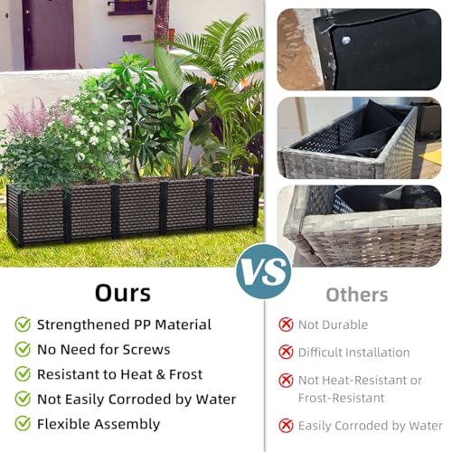 Large Planters for Outdoor Plants 14" Tall Planter Box, 78.7"L x 15.7"W - size: 78.7"(l) X 15.7"(w) X 14.2"(h)