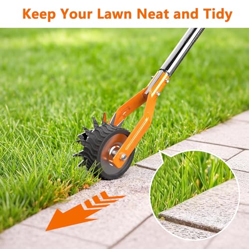 Edger Lawn Tool - 67 inch Wheel Rotary Lawn Edger with Adjustable Stainless Steel Handle, Grass Edge Trimmer for Sidewalks, Driveways & Landscaping (Orange) - color: Orange