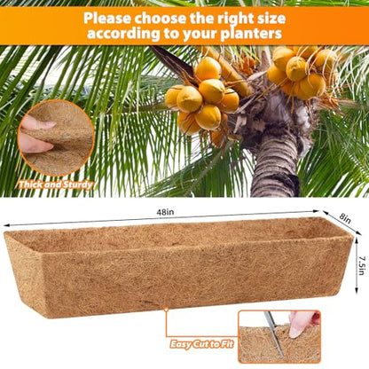 Legigo 2 Pack Rectangle Coco Liners for Planters- 48 Inch Window Box Liners - size: 48 Inch