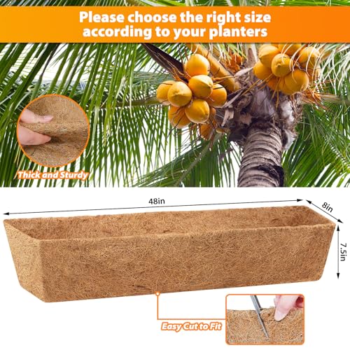 Legigo 2 Pack Rectangle Coco Liners for Planters- 48 Inch Window Box Liners - size: 48 Inch