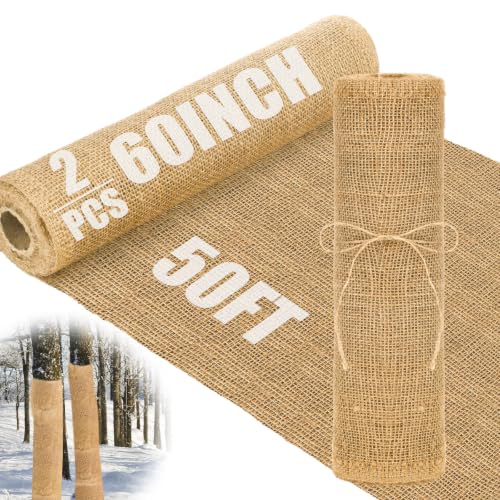 Buryeah 2 Pack 60 Inch X 50 ft Burlap Fabrics Roll Natural Jute Garden - size: 60 Inch X 50 ft