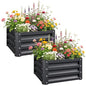 Outsunny 2 Piece 2' x 2' x 1' Galvanized Raised Garden Bed, Dark Gray - color: Gray