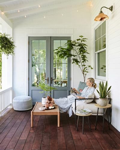 Plant Stand Indoor 2 Pack: Plant Table 14'' Wooden & Metel Plants Stool - color: Burlywood, size: 14"&14"