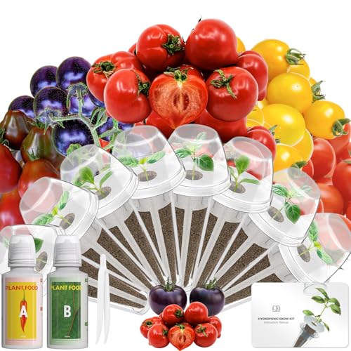 Mixed Cherry Tomato Seed Pod Kit Compatible with AeroGarden, Ahopegarden,URUQ, LETPOT Hydroponic Growing System, 8 Complete Pods with Red, Golden, Black, Purple & Strawberry Fruit Tomato Seeds - color: Mixed Tomato