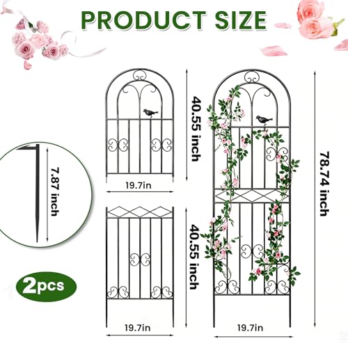 2 Pack 78.7"x19.7" Metal Gardon Trellis for Climbing Plants Outdoor, - size: 2P: 78.7" H x 19.7" W