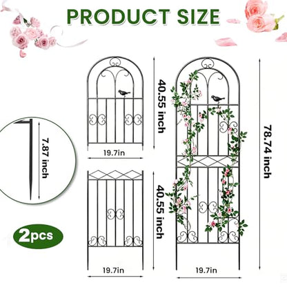 2 Pack 78.7"x19.7" Metal Gardon Trellis for Climbing Plants Outdoor, - size: 2P: 78.7" H x 19.7" W