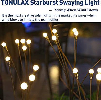 TONULAX Solar Garden Lights - 6 Pack 48 LED Upgraded Solar Swaying Light, Sway by Wind, Outdoor Lights, Yard Patio Pathway Decoration, High Flexibility Iron Wire & Heavy Bulb Base, Warm White - size: 6 Pack