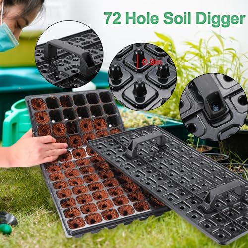 20Pack 72-Cell Seed Starter Trays with Base Tray & Dibber for Gardening. - style: 72-Cell Seed Starter Trays with Dibber