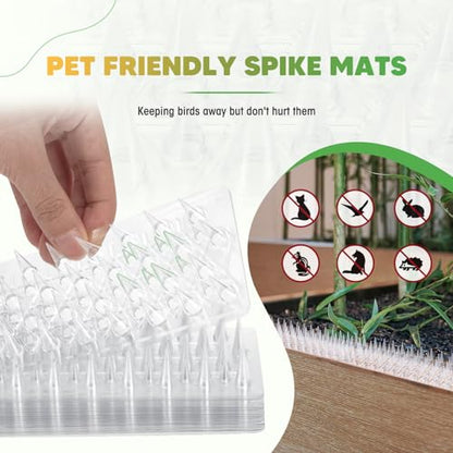 Zipcase 49.5 ft Transparent PVC Bird Spikes, Dual-Length Spikes, 36 Pack