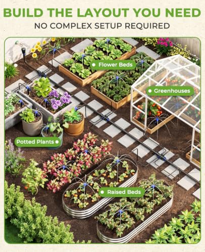 HIRALIY 100FT Automatic Drip Irrigation Kit with Timer - size: 100FT