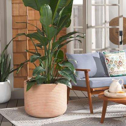 SAFAVIEH Outdoor - Nardo Terracotta Cement Ficonstone Planter Pot with Drainage Hole, Frost Resistant Garden Planter for Patio, Deck, Backyard, 22.83" W x 22.83" D x 18.11" H (PAT1531D) - color: Terracotta