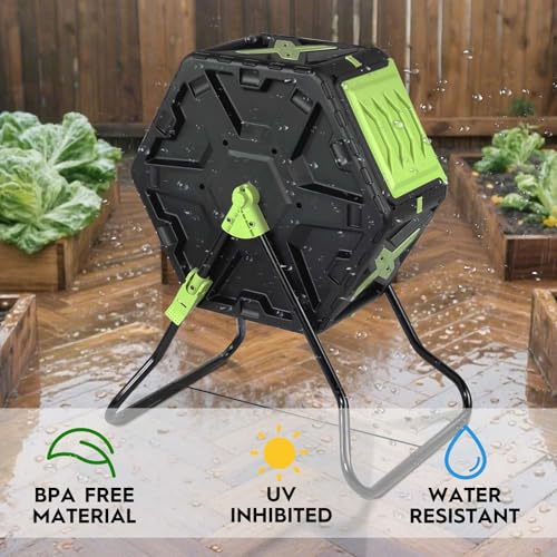 Compost Tumbler, 21-Gallon (80L) Outdoor Garden Compost Bin - color: 21 Gallon