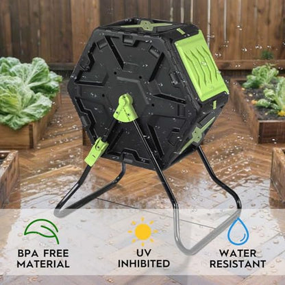 Compost Tumbler, 21-Gallon (80L) Outdoor Garden Compost Bin - color: 21 Gallon