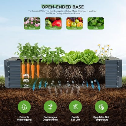 Raised Garden Bed Kit 6x2x1.4ft, Metal Planter Boxes Outdoor,IronGrey - color: Irongrey, size: 6x2x1.4ft